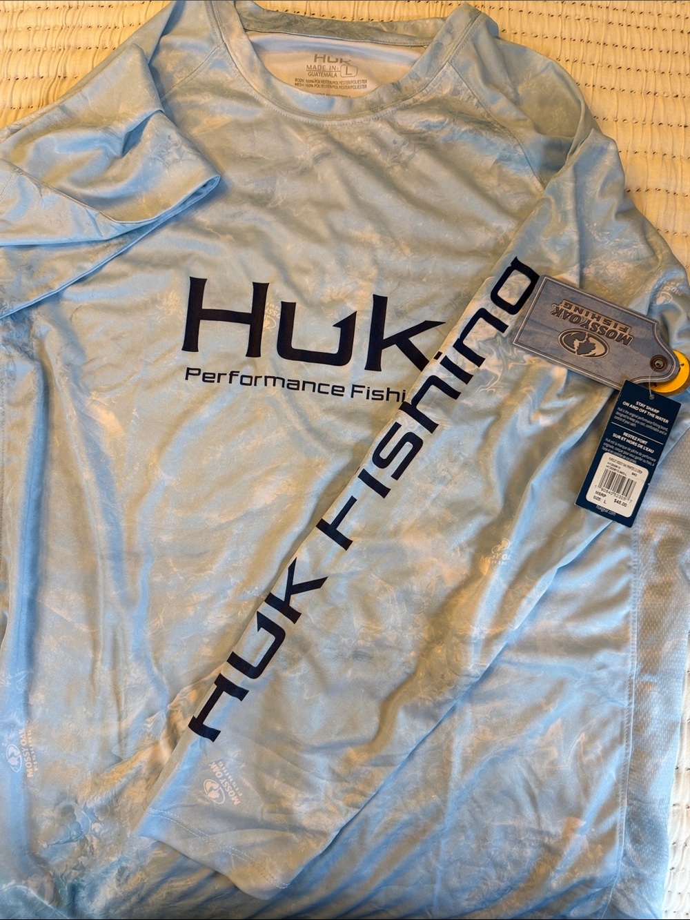 Huk Light Blue Performance Fishing Long Sleeve Tee Large